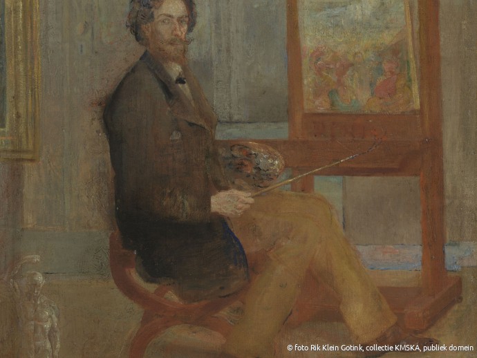 Ensor voor zijn schildersezel